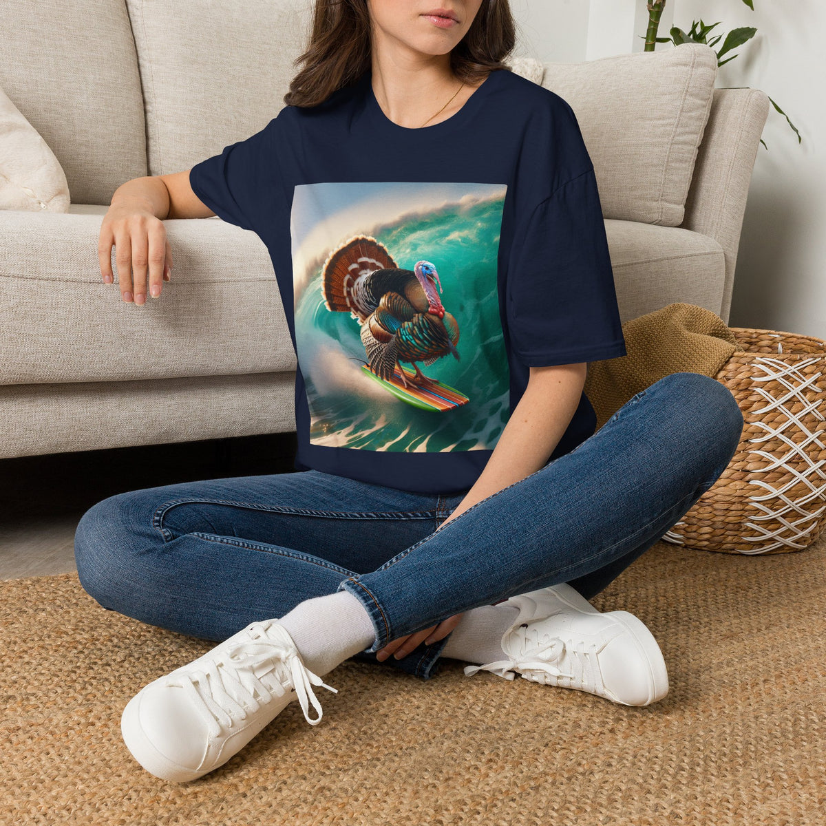 Majestic Surfing Turkey T-Shirt – Thanksgiving Wildlife Graphic Tee