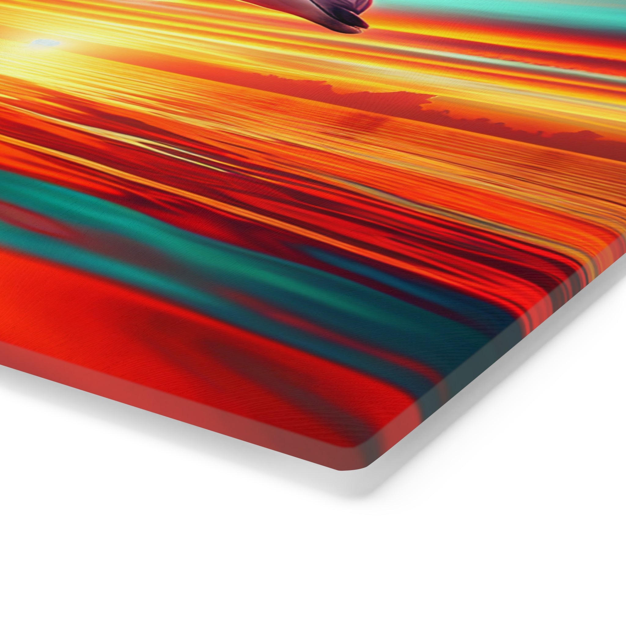 Dolphin Sunset Cutting Board – Vibrant Ocean Scene Glass Chopping Board