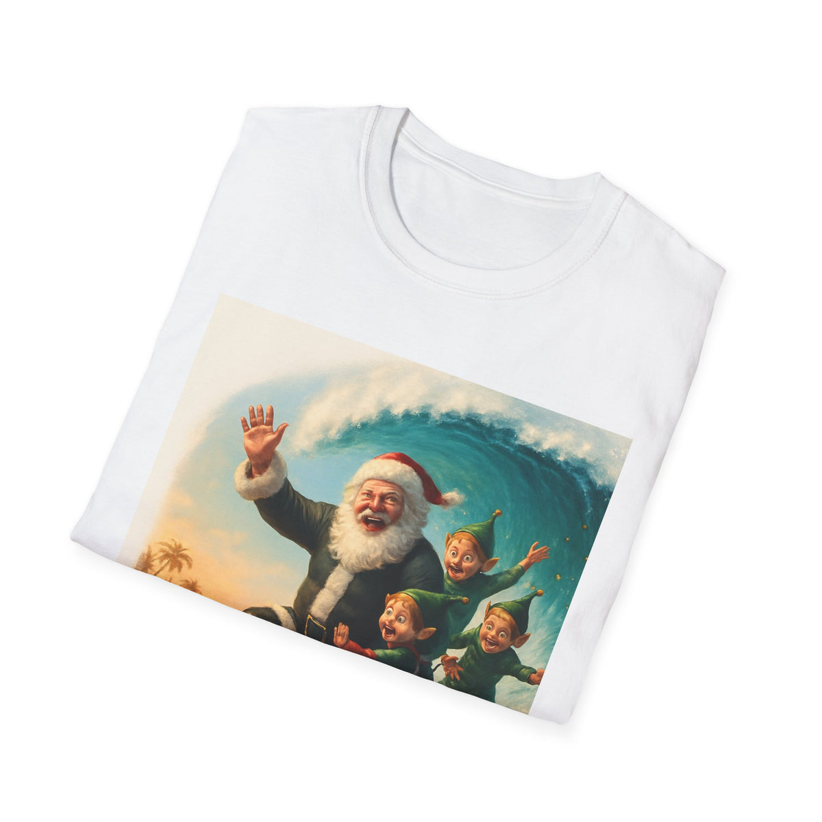 Santa Surfing T-Shirt — Retro Christmas Surfing Santa Tee