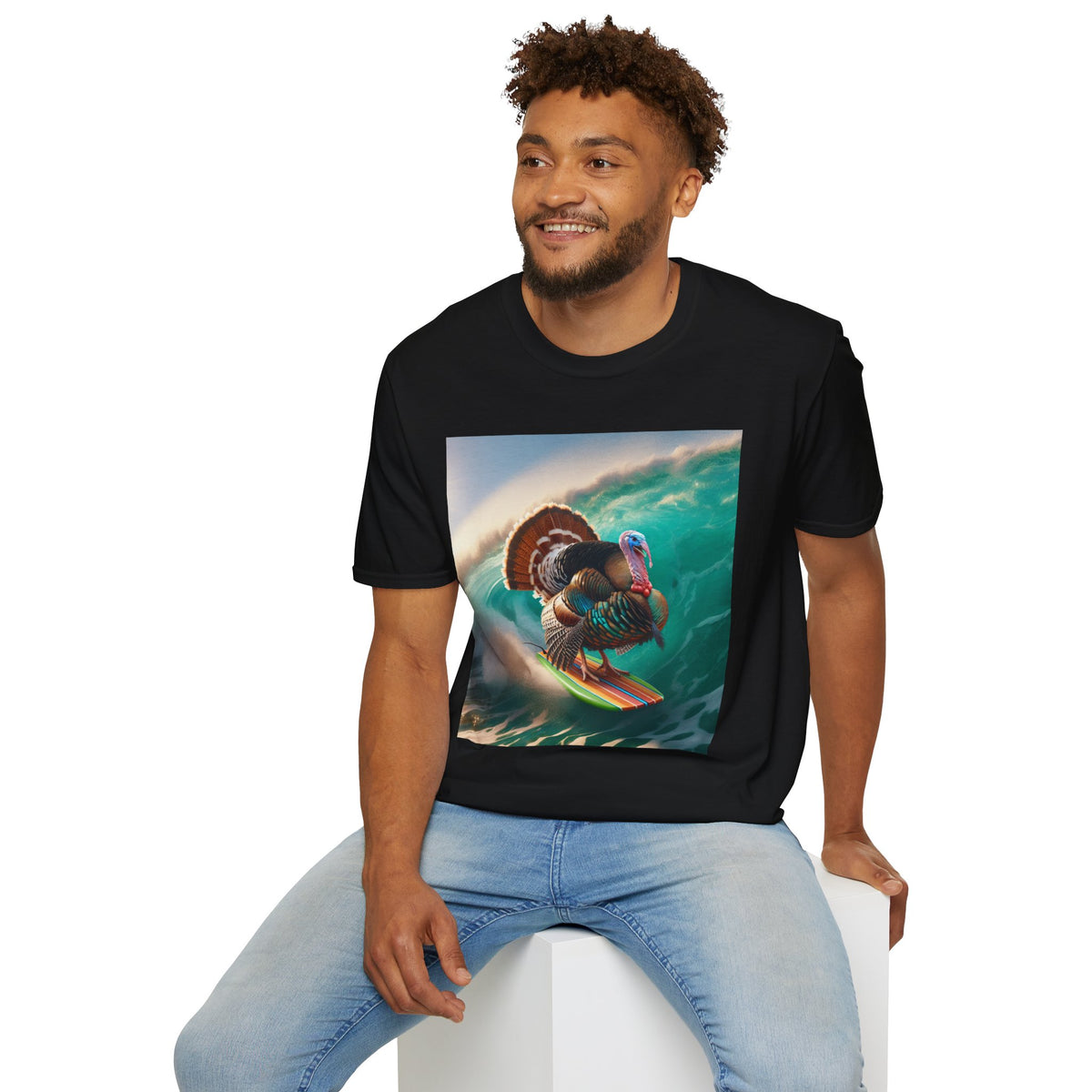 Majestic Surfing Turkey T-Shirt – Thanksgiving Wildlife Graphic Tee