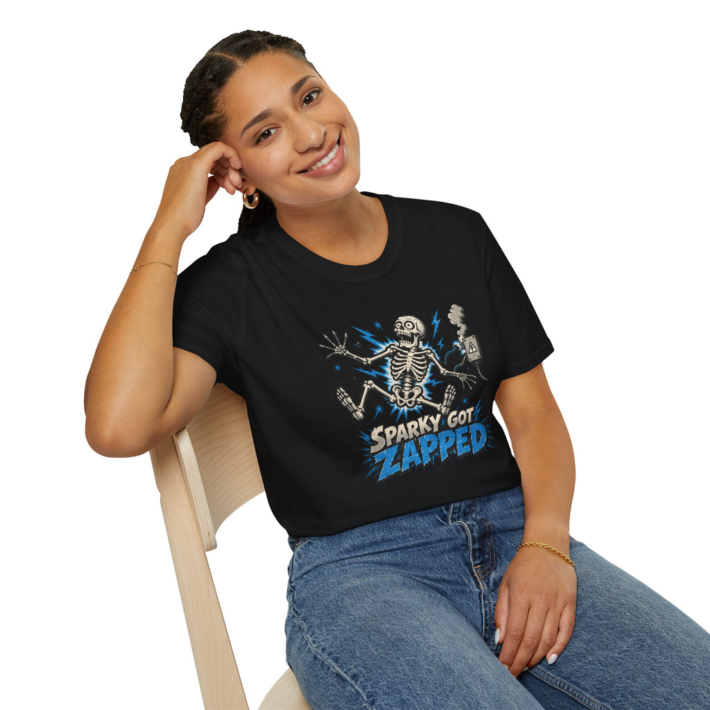 Sparky Got Zapped Skeleton Lightning T-Shirt