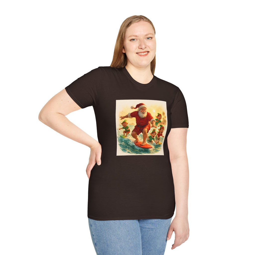 Surfing Santa Vintage Christmas T-Shirt