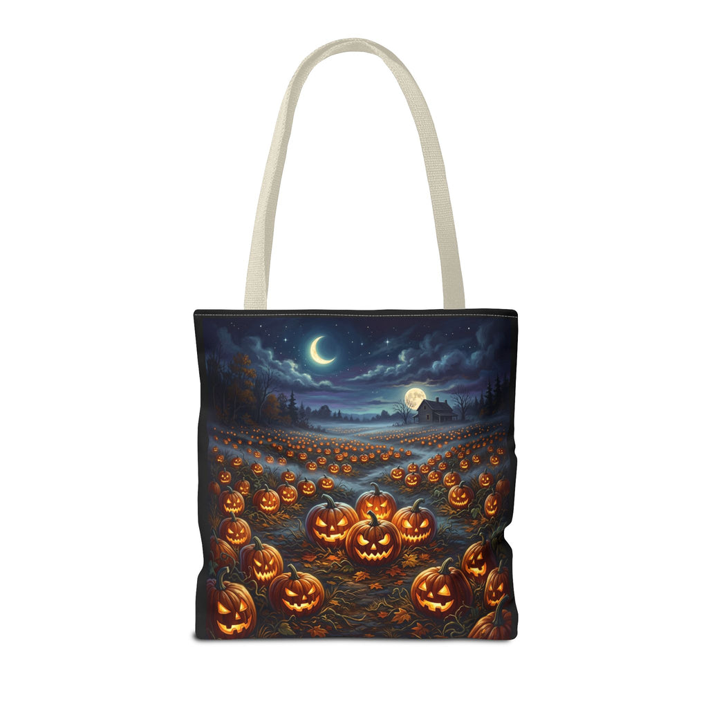 Halloween Pumpkin Patch Tote Bag — Spooky Night Jack-O'-Lantern Canvas Tote