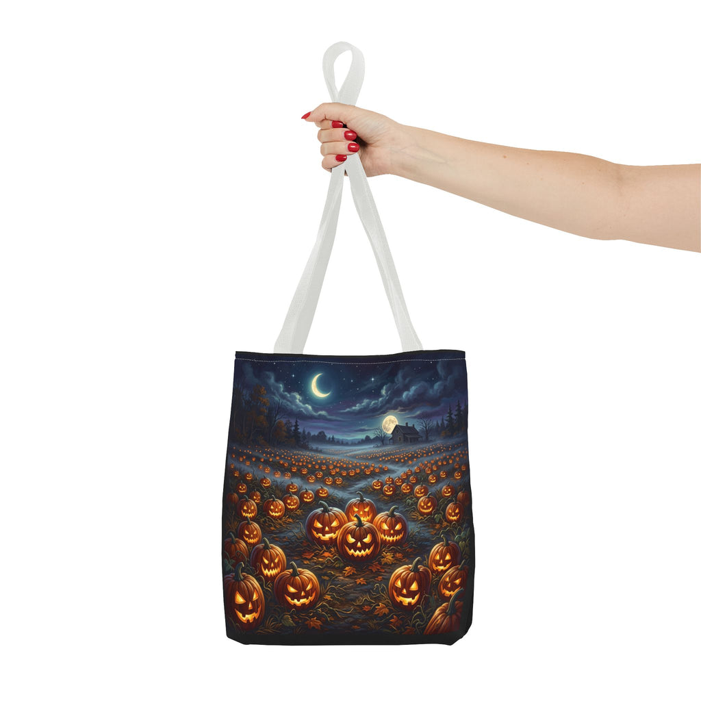 Halloween Pumpkin Patch Tote Bag — Spooky Night Jack-O'-Lantern Canvas Tote