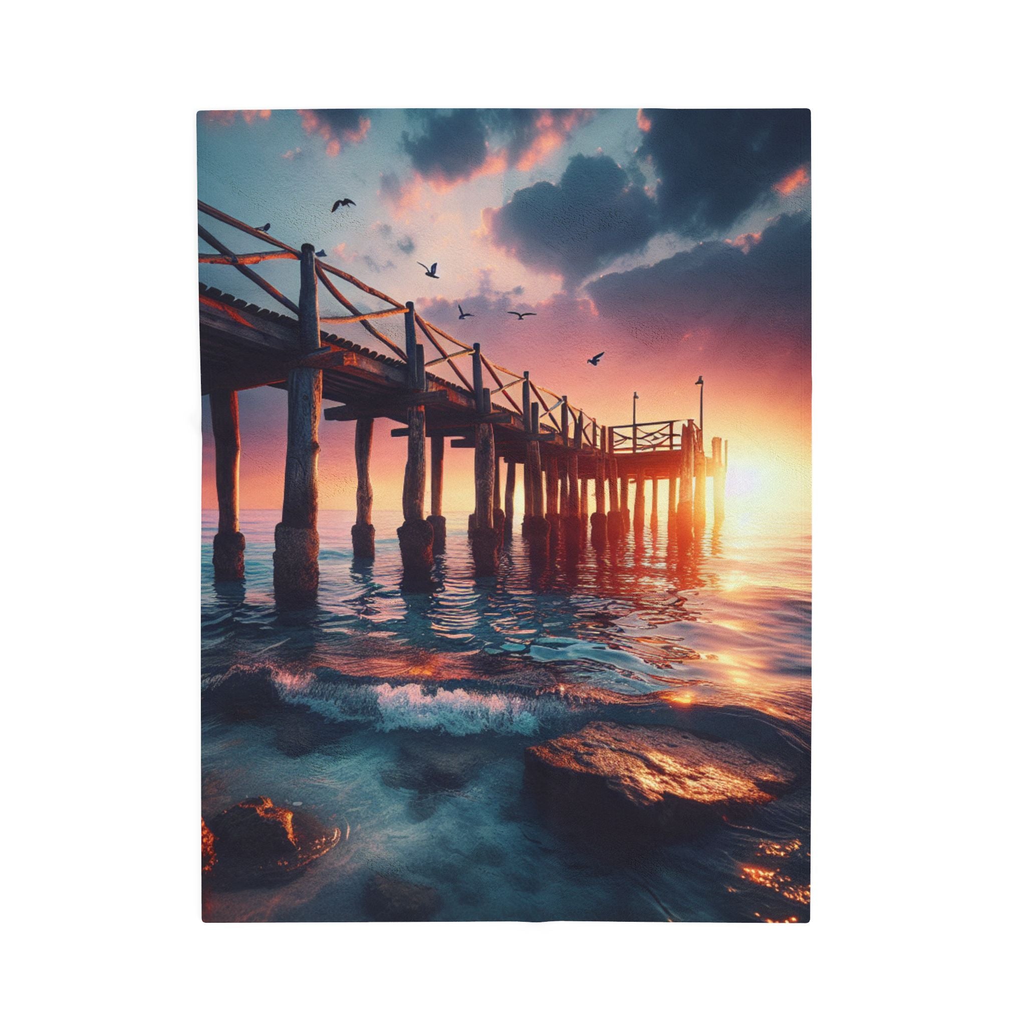 Velveteen Plush Blanket - Beach Pier