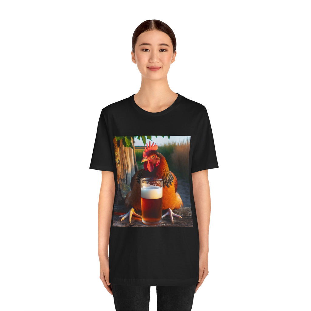 Funny Rooster with Beer Graphic Unisex T-Shirt