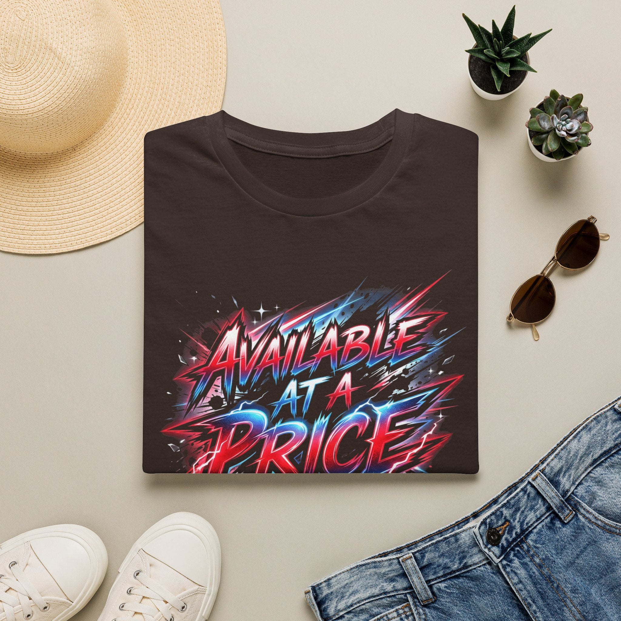 — "Available at a Price" Graphic Tee (Bold Comic-Style Design)