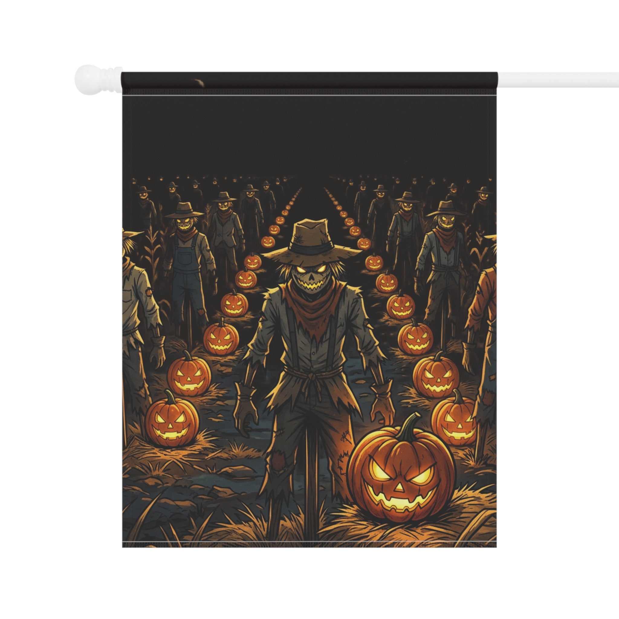 Halloween Scarecrow Pumpkin Patch Garden Flag – Spooky Rustic Outdoor Banner