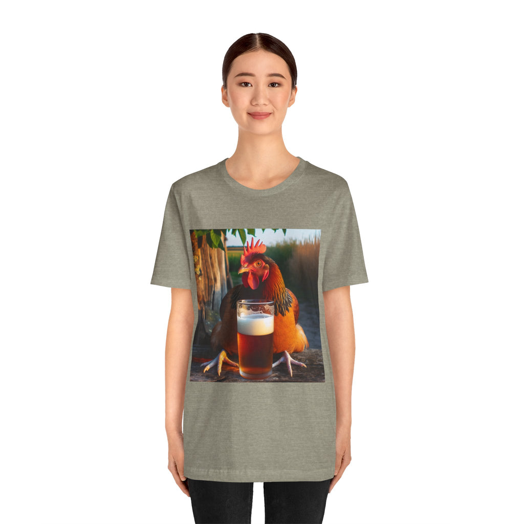 Funny Rooster with Beer Graphic Unisex T-Shirt