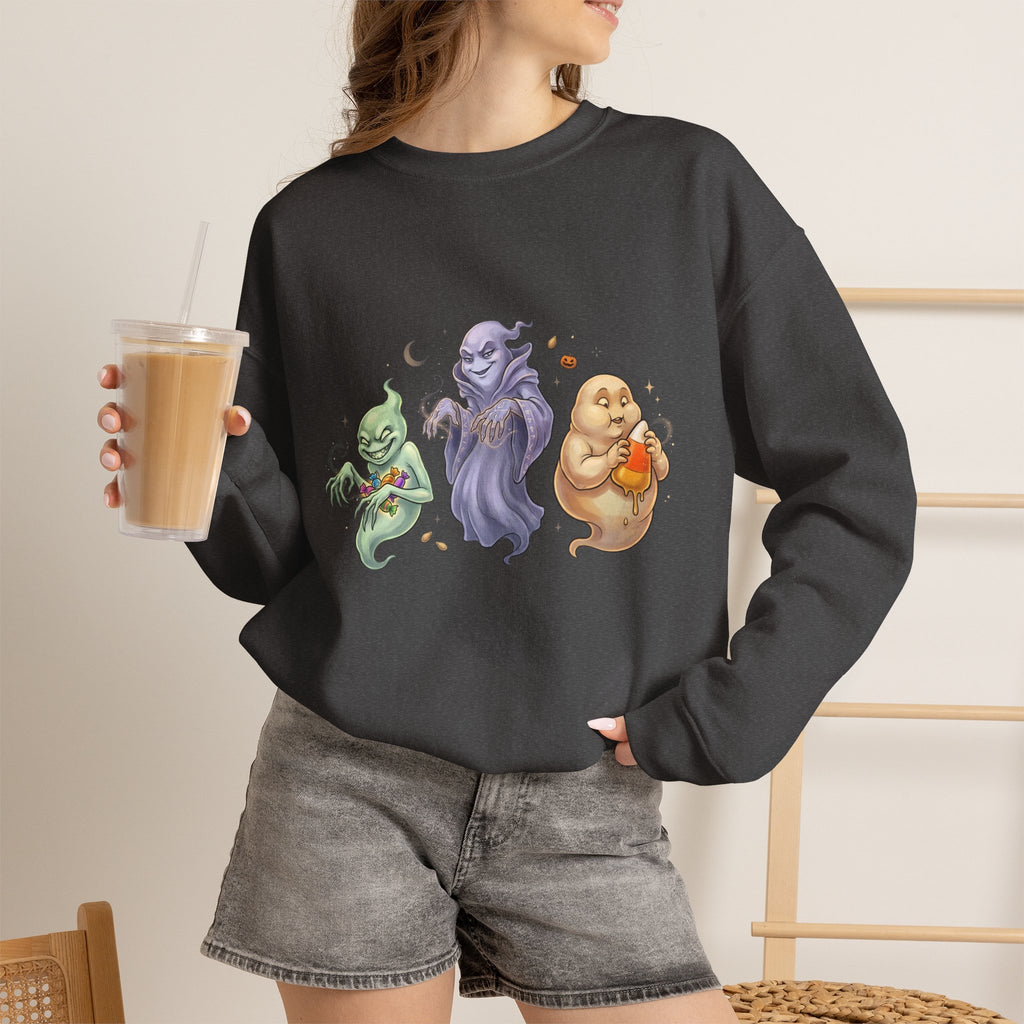 Three Quirky Ghosts Halloween Unisex Heavy Blend Crewneck Sweatshirt