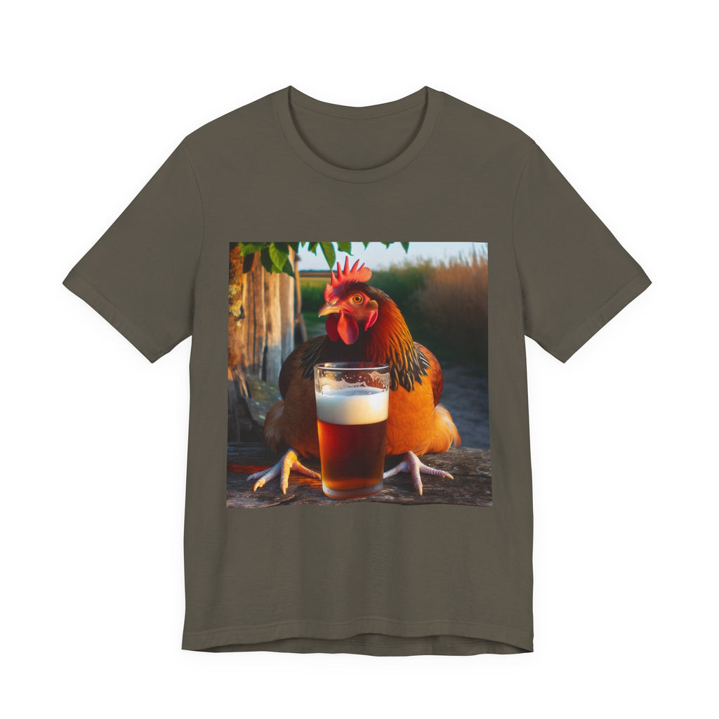 Funny Rooster with Beer Graphic Unisex T-Shirt