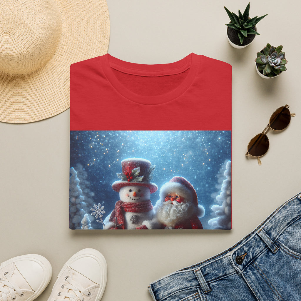 Christmas Santa & Snowman T-Shirt — Holiday Winter Scene Tee