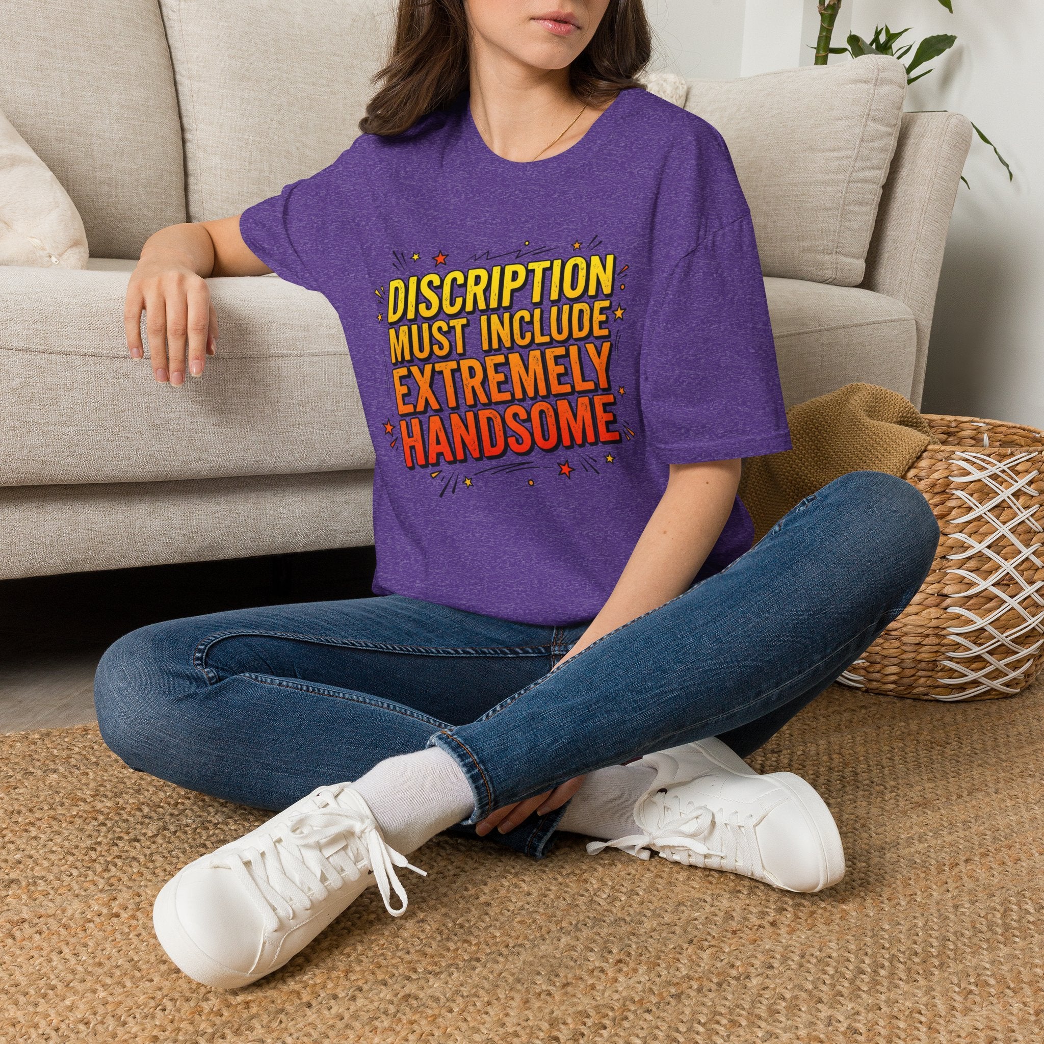 T-Shirt — “Description Must Include Extremely Handsome” Retro Comic Graphic Tee