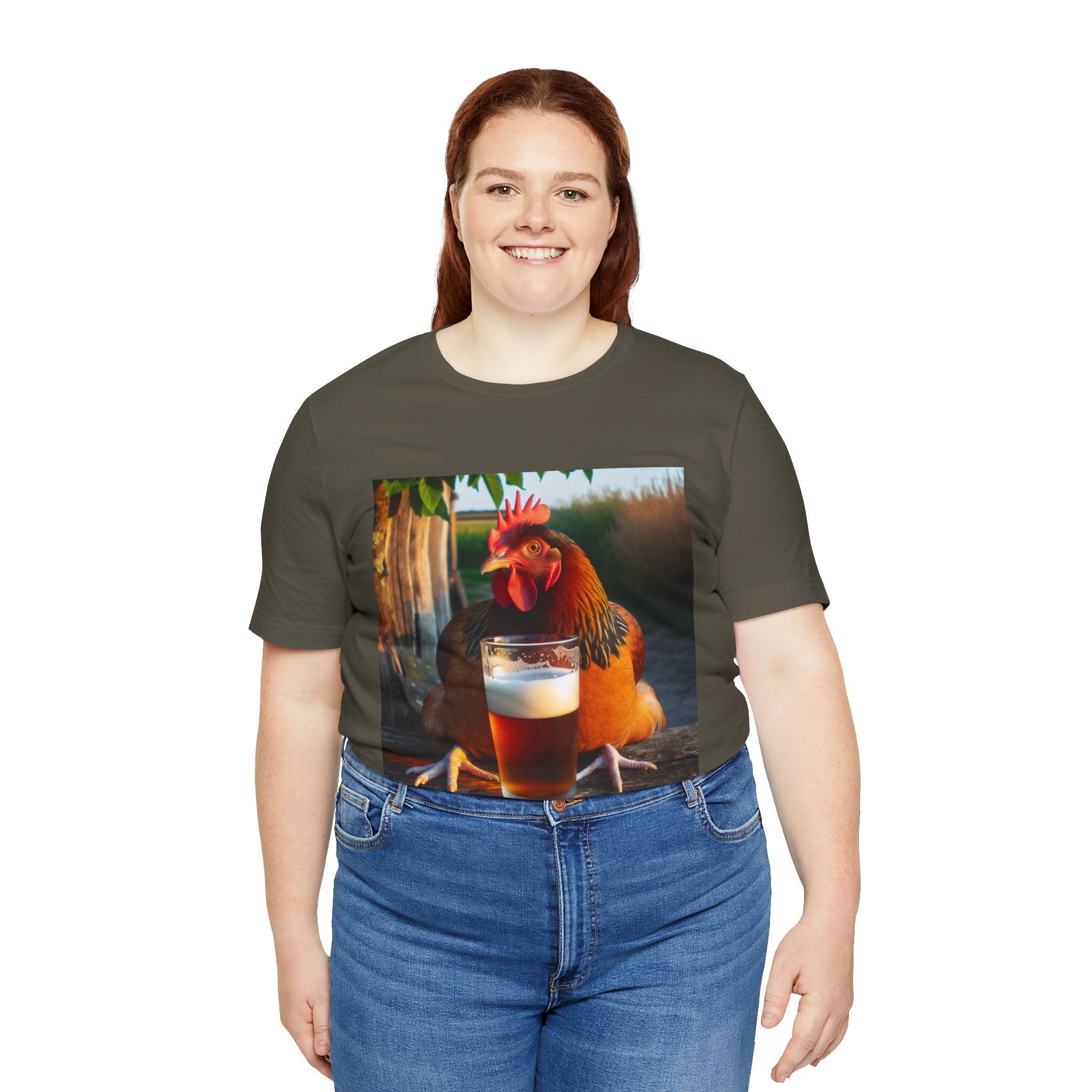 Funny Rooster with Beer Graphic Unisex T-Shirt