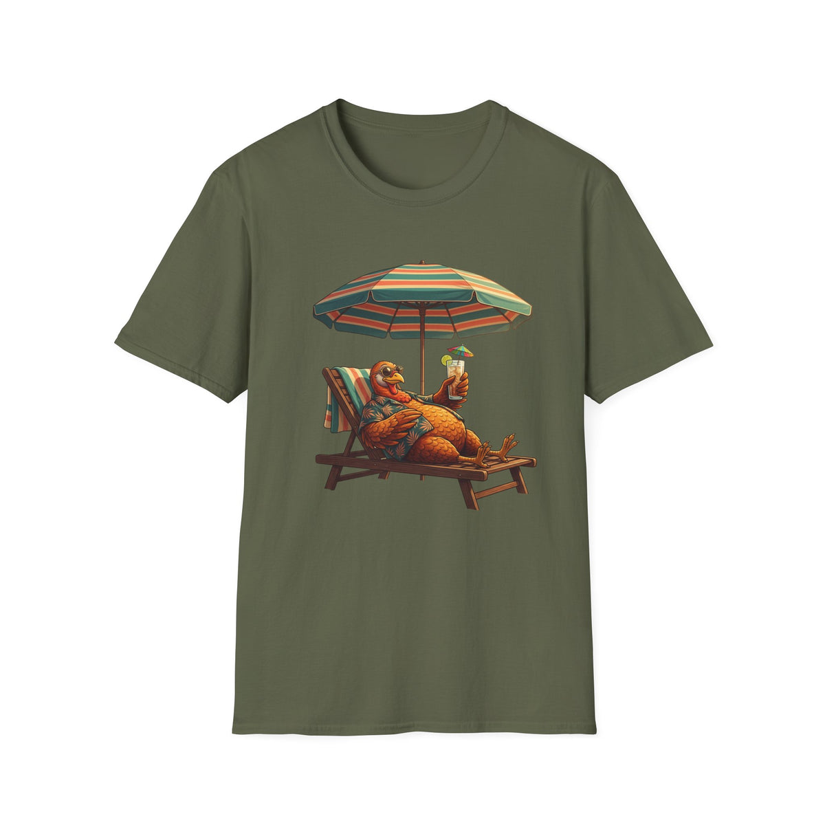 Beach Dog T‑Shirt — Relaxing Dachshund Under Umbrella Graphic Tee