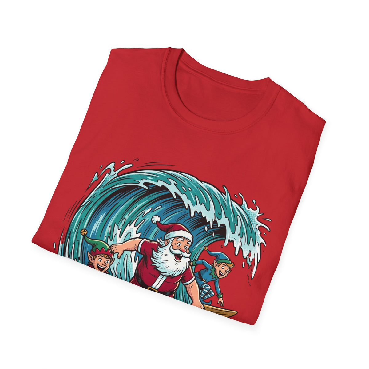 Surfing Santa T-Shirt — Christmas Beach Holiday Tee