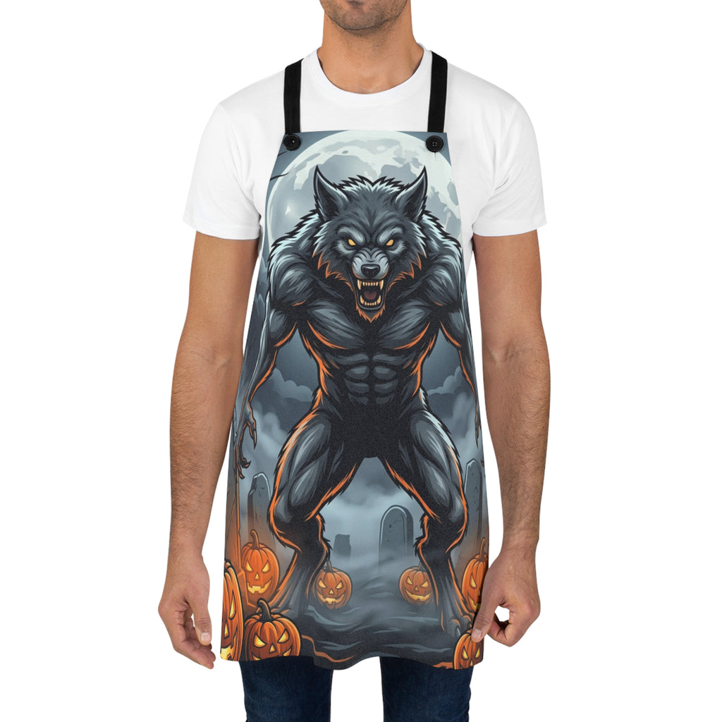 Werewolf Halloween Apron — Spooky Pumpkin Jack-O'-Lantern Cooking Apron