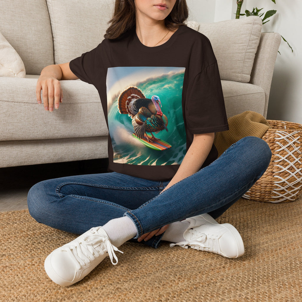 Majestic Surfing Turkey T-Shirt – Thanksgiving Wildlife Graphic Tee