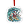 Surfing Santa Acrylic Ornament — Christmas Beach Holiday Decoration