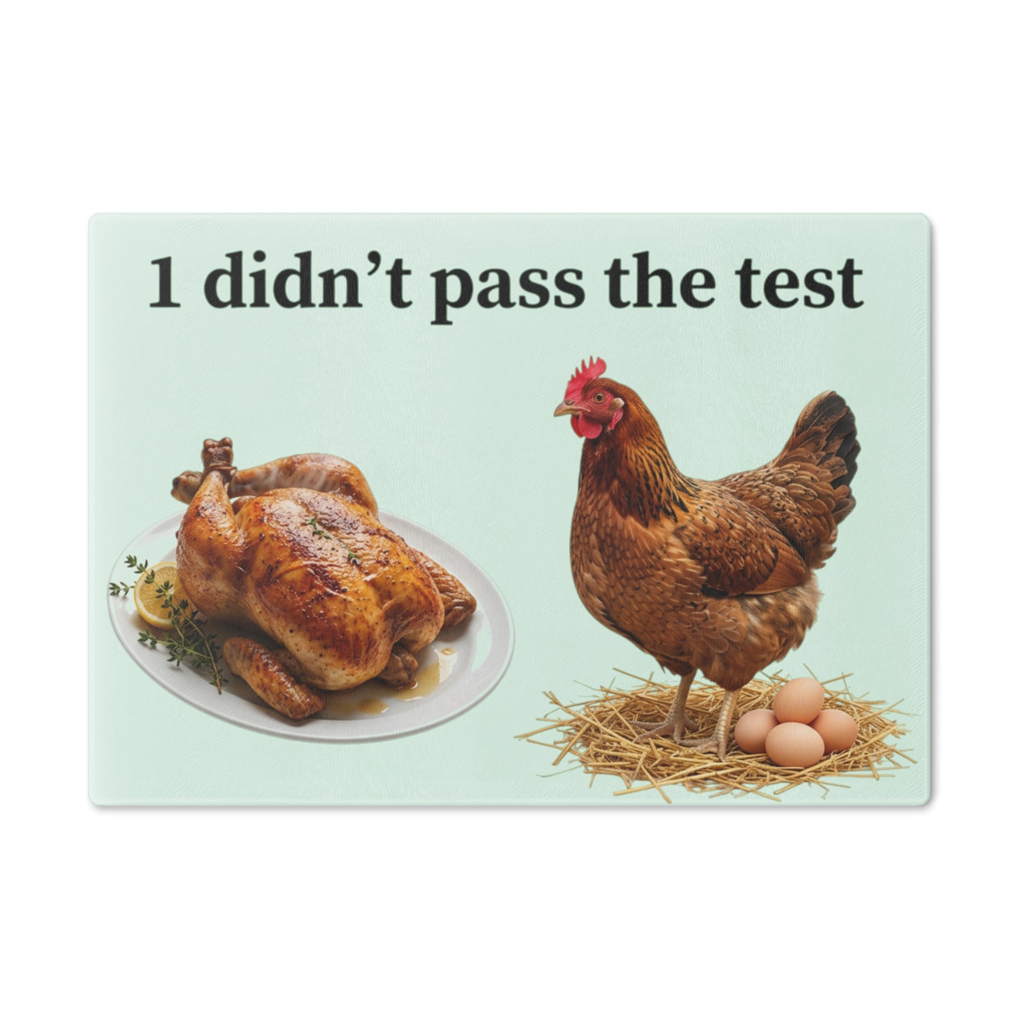 Funny 'I Didn't Pass the Test' Chicken Cutting Board – Humorous Kitchen Gift
