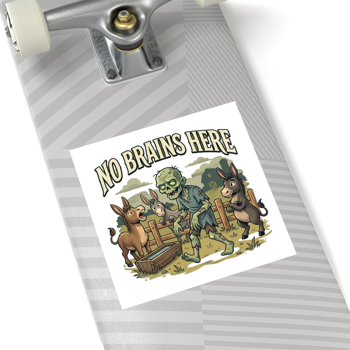 No Brains Here Square Sticker