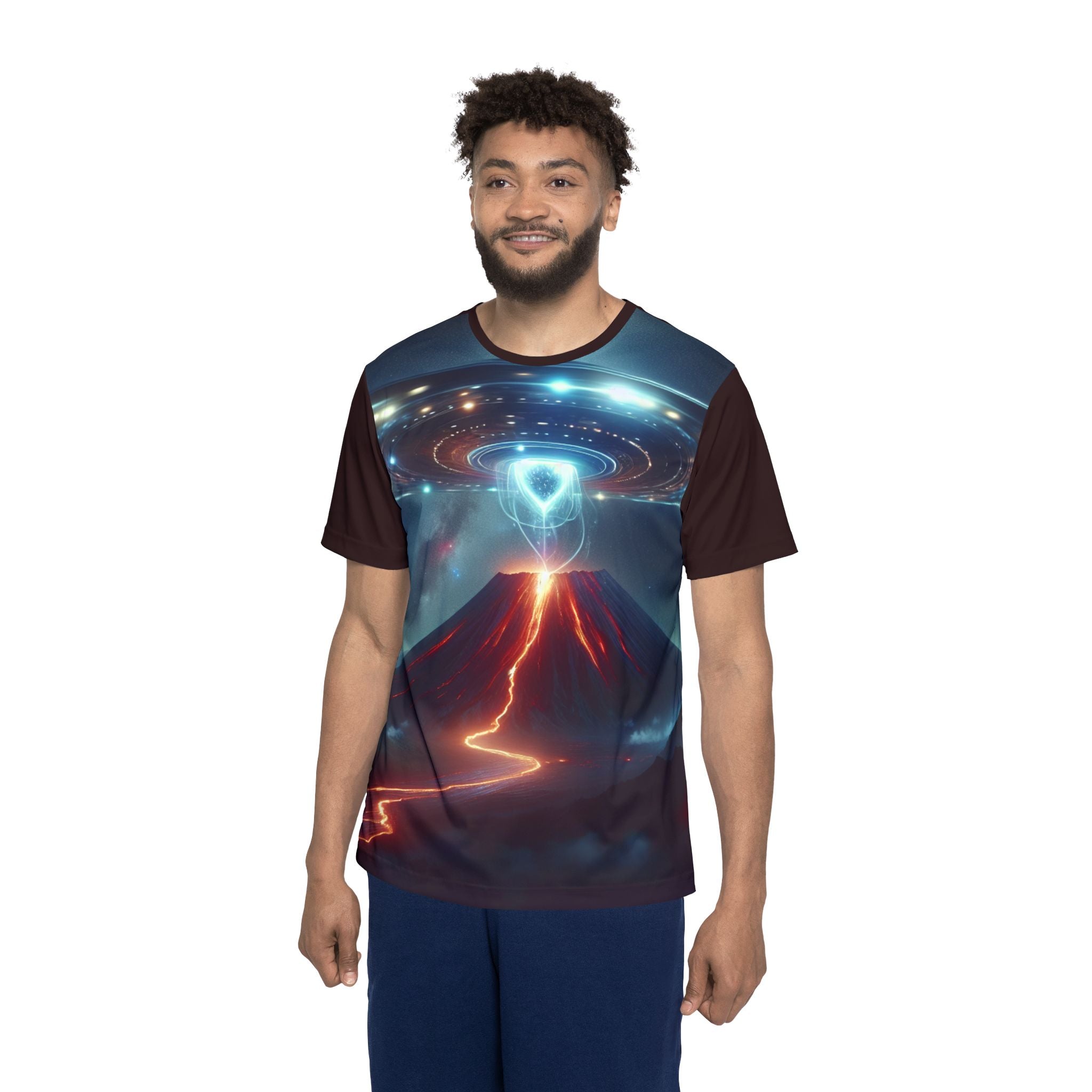 Volcano UFO Sci‑Fi Men's Sports Jersey — All‑Over Print