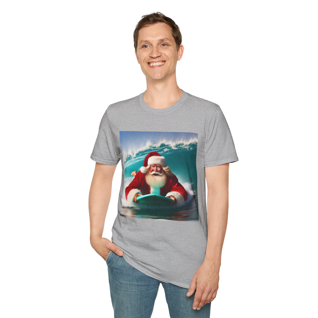 Surfing Santa T-Shirt — Funny Christmas Surf Holiday Tee