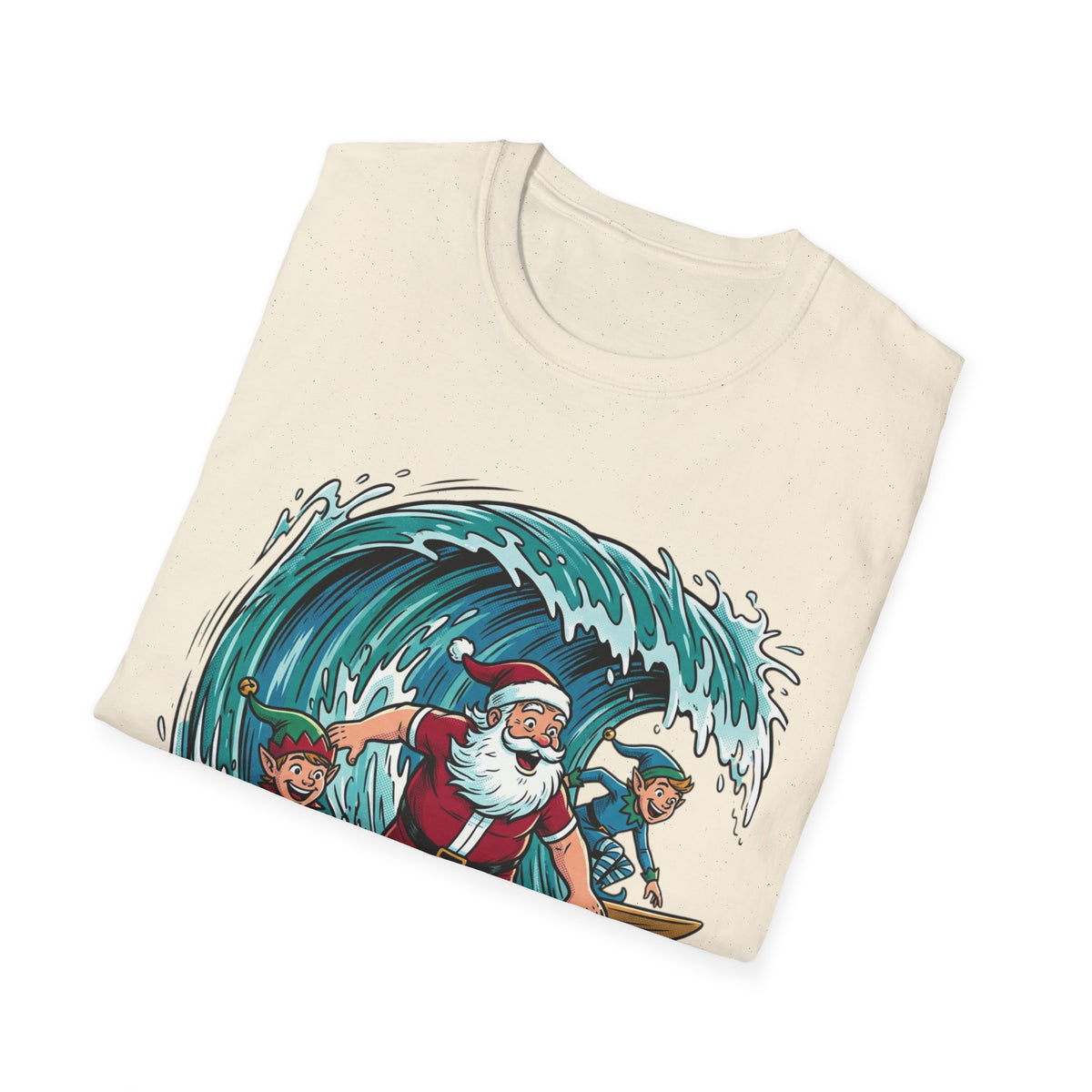 Surfing Santa T-Shirt — Christmas Beach Holiday Tee