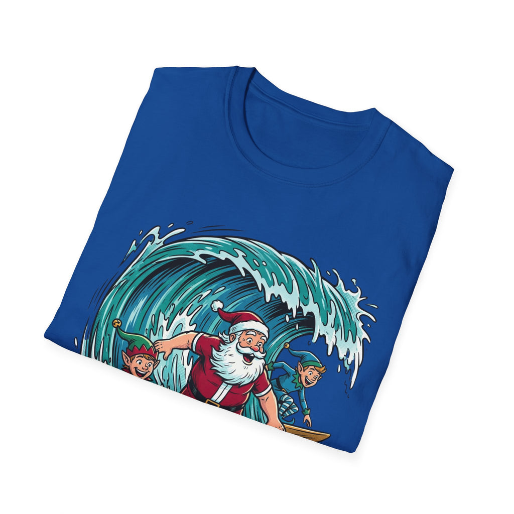 Surfing Santa T-Shirt — Christmas Beach Holiday Tee