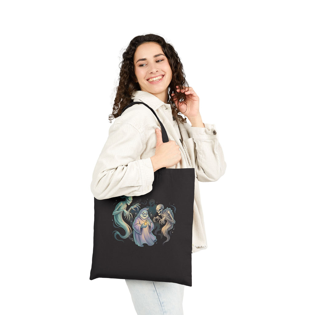 THREE LITTLE GHOST Cotton Canvas Tote Bag