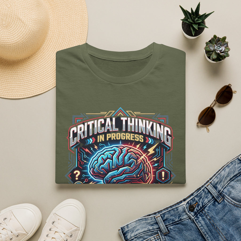 Critical Thinking Brain Graphic T-Shirt — Retro Neon Science Tee