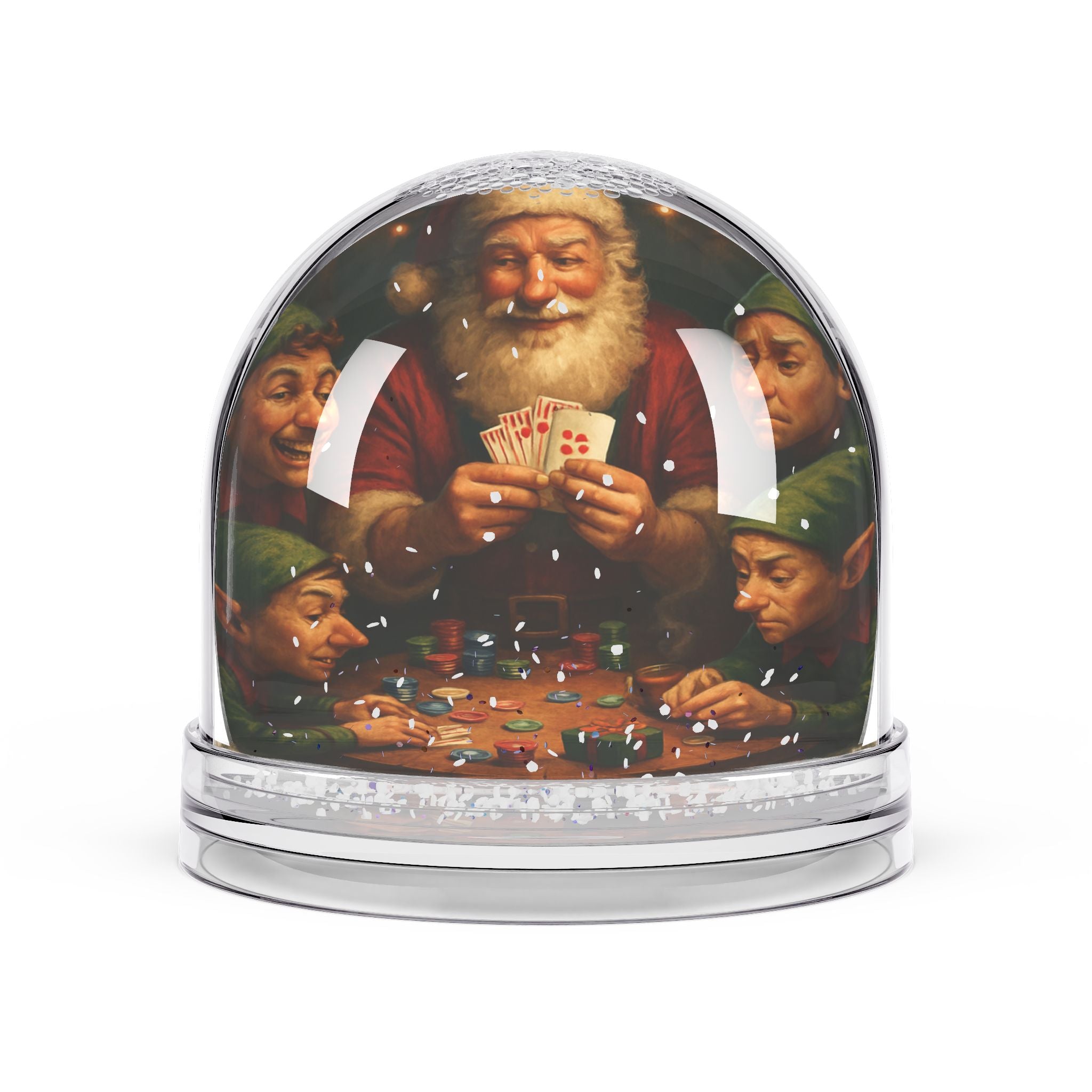 Snow Globe — Vintage Santa Playing Cards Holiday Snow Globe
