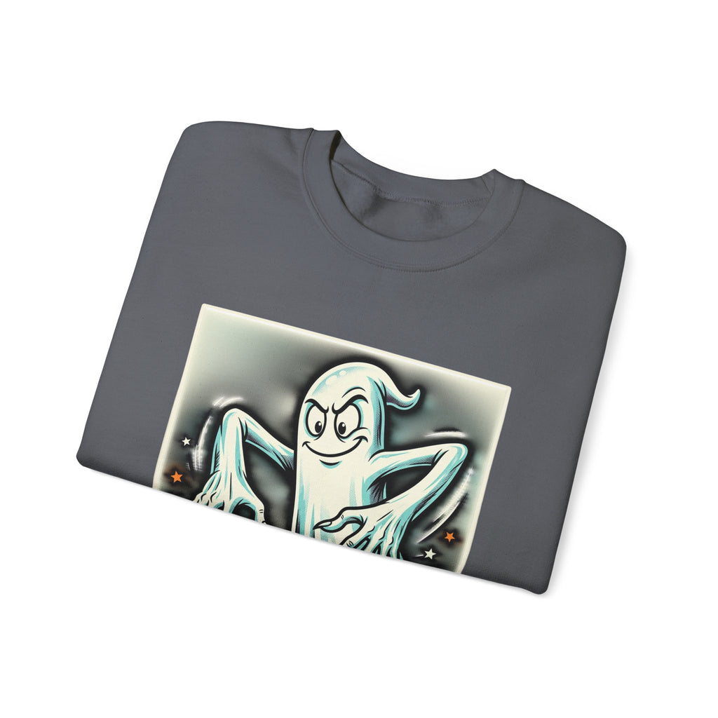 Candy Ghost Halloween Crewneck Sweatshirt — Retro Spooky Ghost with Candy Corn