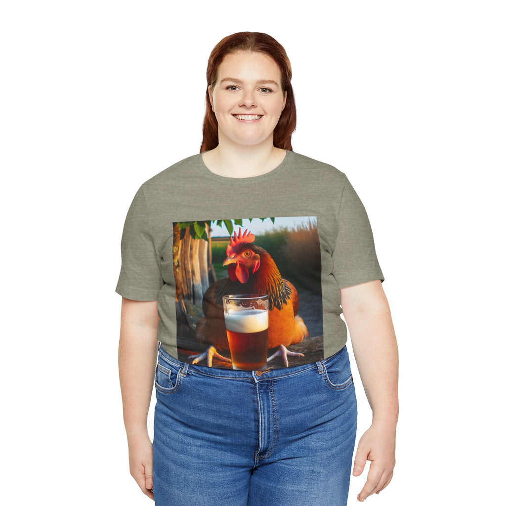 Funny Rooster with Beer Graphic Unisex T-Shirt
