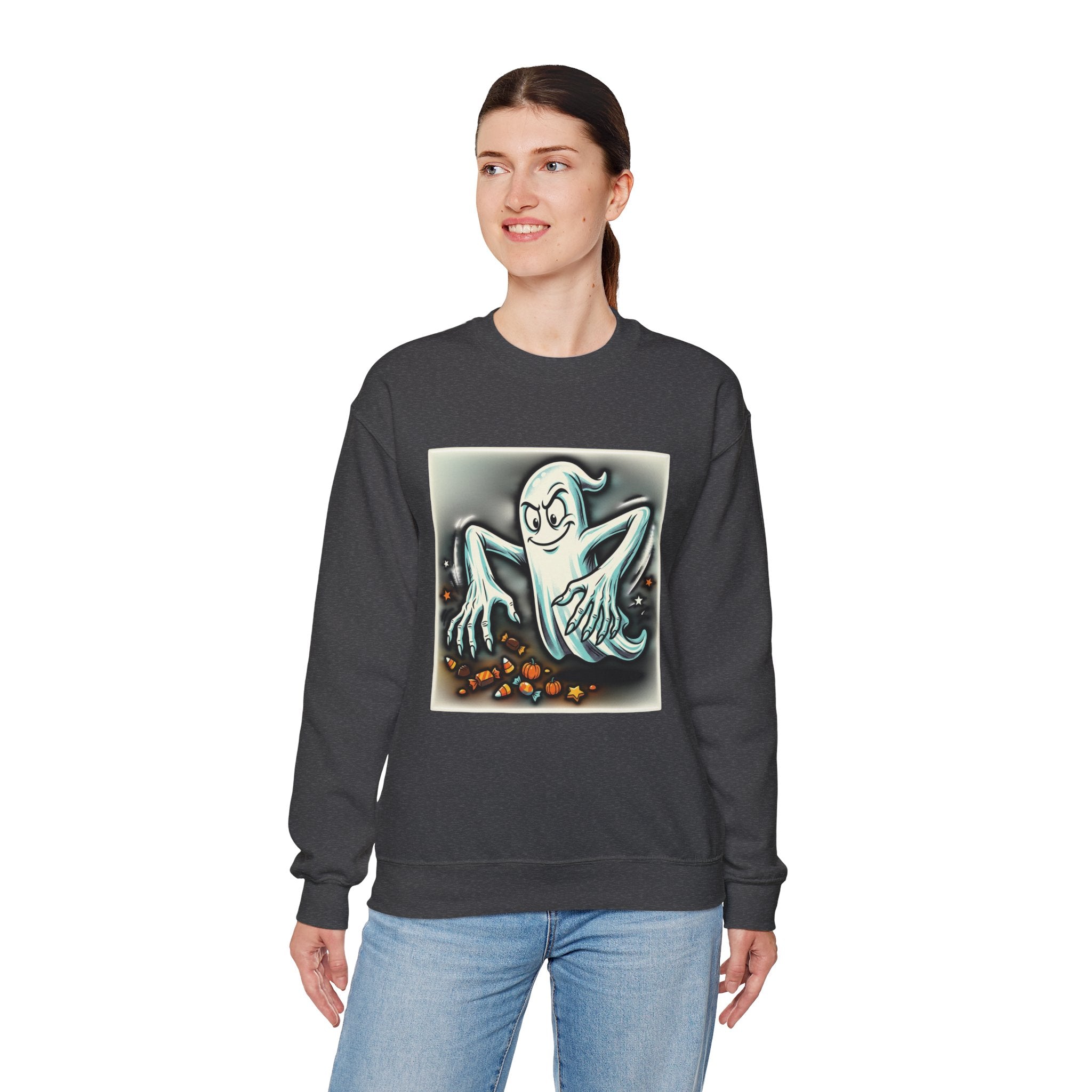 Vintage Candy Ghost Halloween Crewneck Sweatshirt