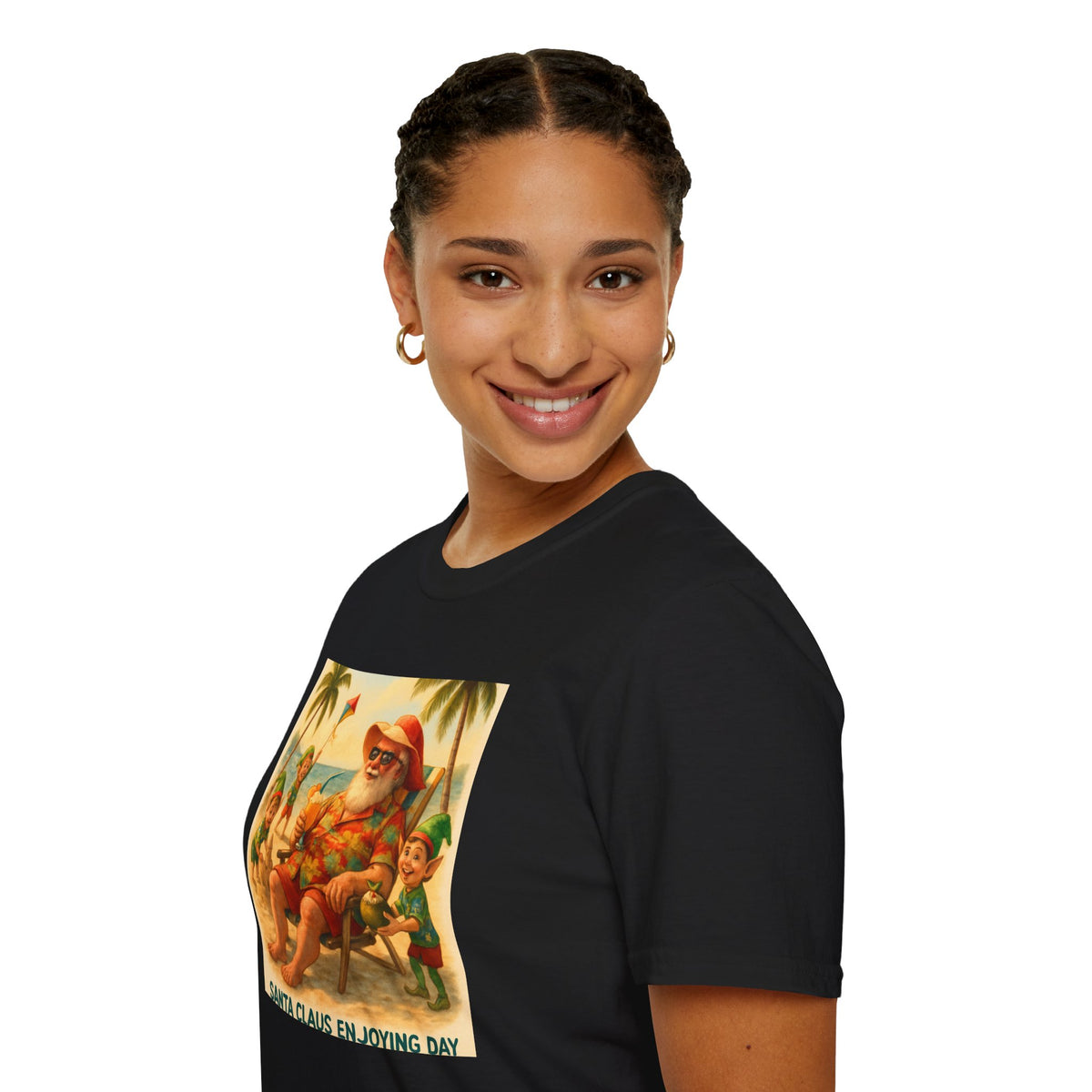 Santa Claus Enjoying Day T-Shirt – Retro Beach Holiday Tee