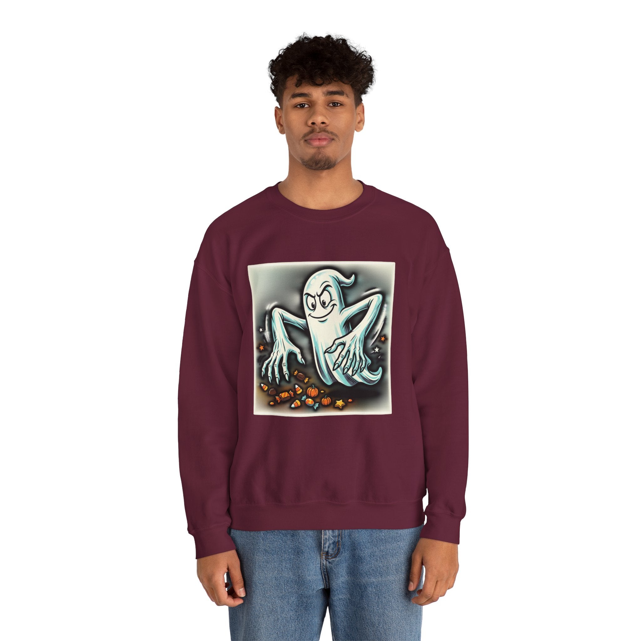 Vintage Candy Ghost Halloween Crewneck Sweatshirt