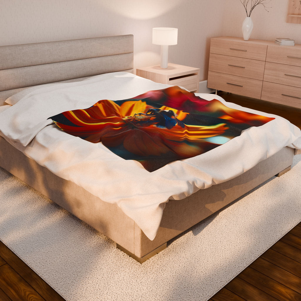 Velveteen Plush Blanket - Bee on Flower