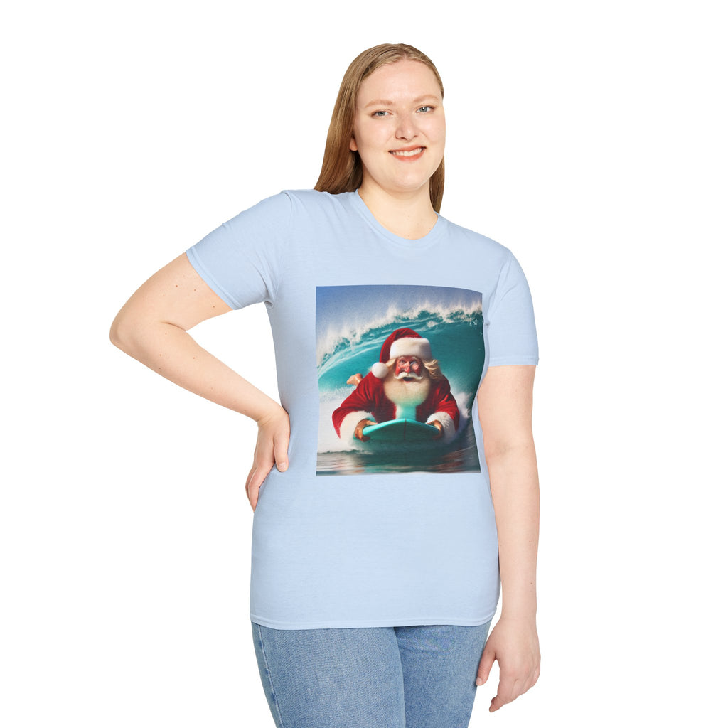 Surfing Santa T-Shirt — Funny Christmas Surf Holiday Tee