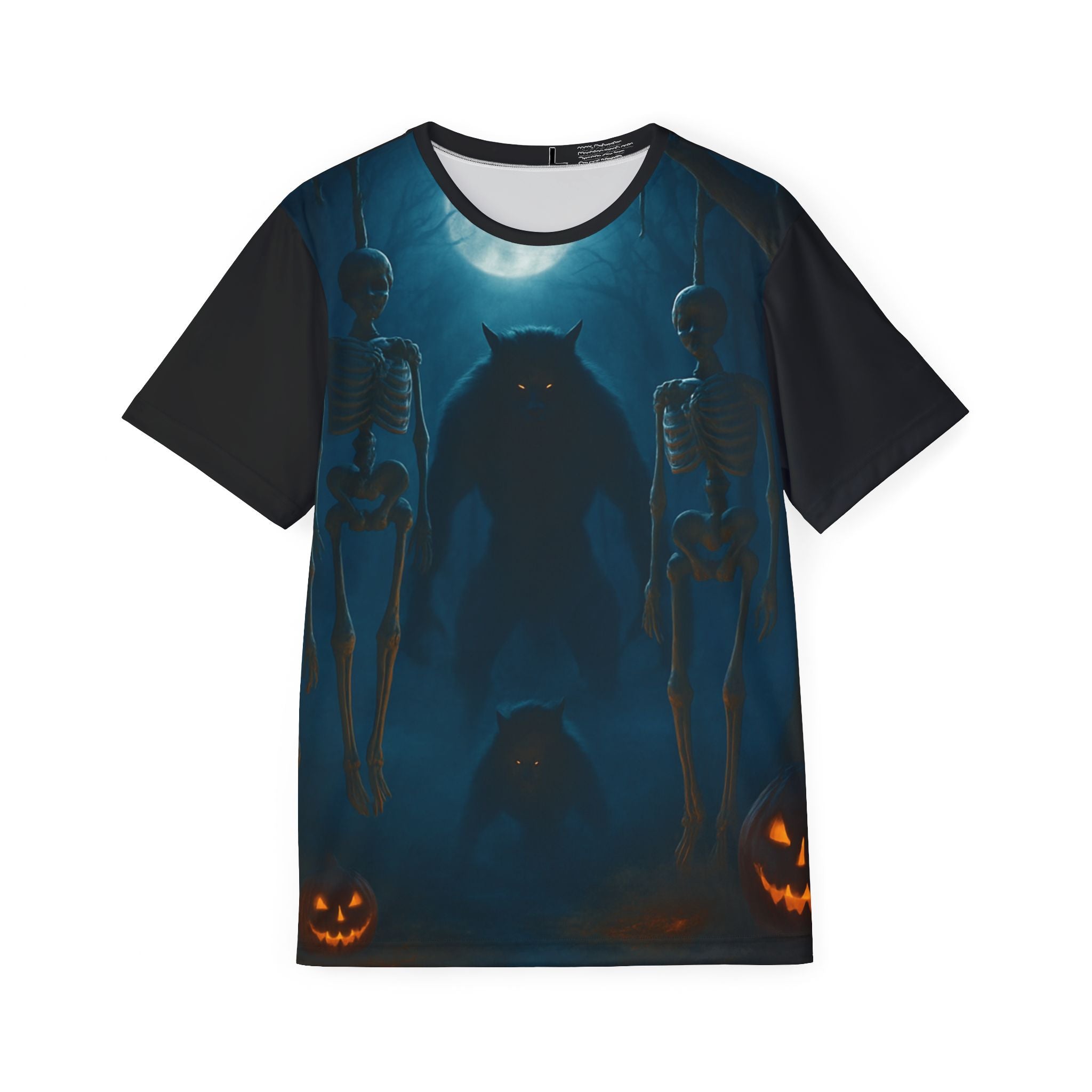 Men's Halloween Monster Jersey — Full‑Print Skeleton & Werewolf Night Tee