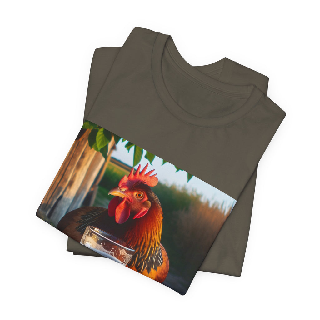 Funny Rooster with Beer Graphic Unisex T-Shirt