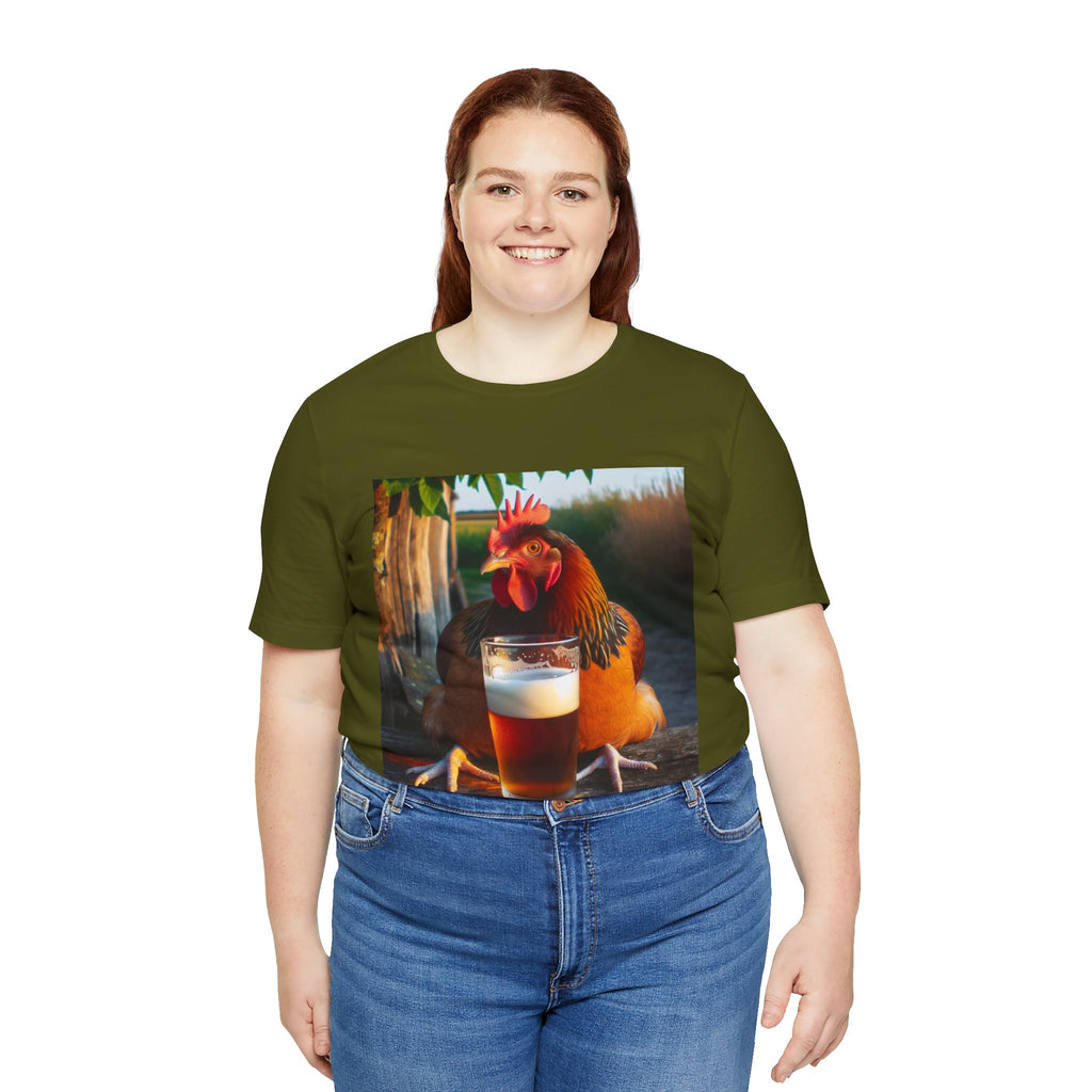Funny Rooster with Beer Graphic Unisex T-Shirt