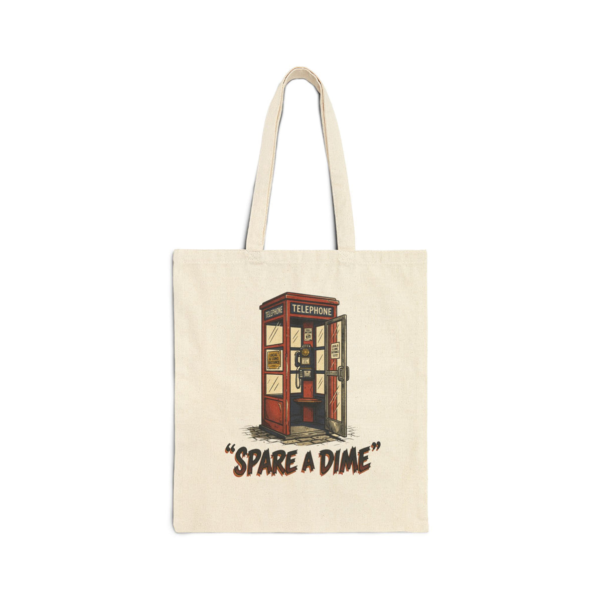 Tote Bag — Vintage Phone Booth “Spare a Dime” Canvas Tote