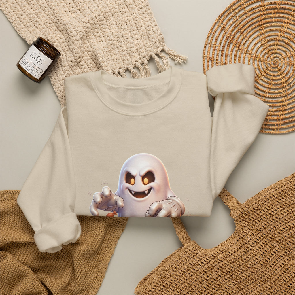 Candy Grabber Ghost Halloween Crewneck Sweatshirt