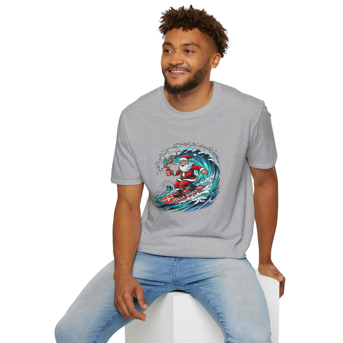 Santa Surfing T-Shirt — Surfing Santa Christmas Tee