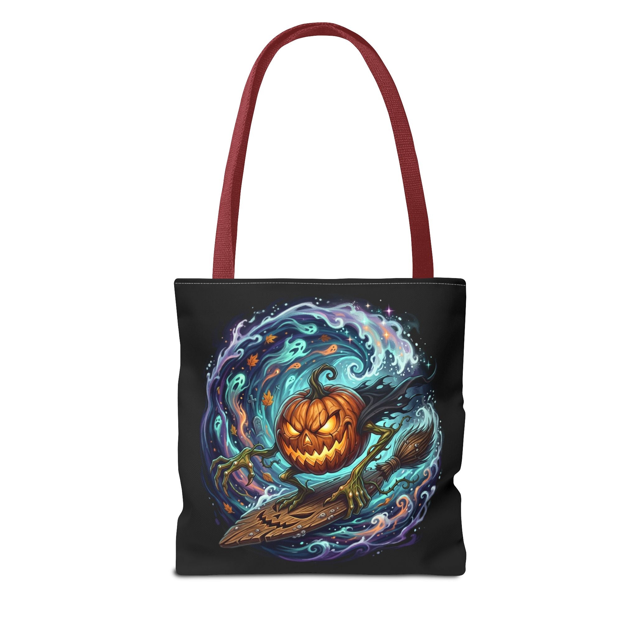 Halloween Surfing Pumpkin Tote Bag — Spooky Jack-o'-Lantern Beach Wave Tote