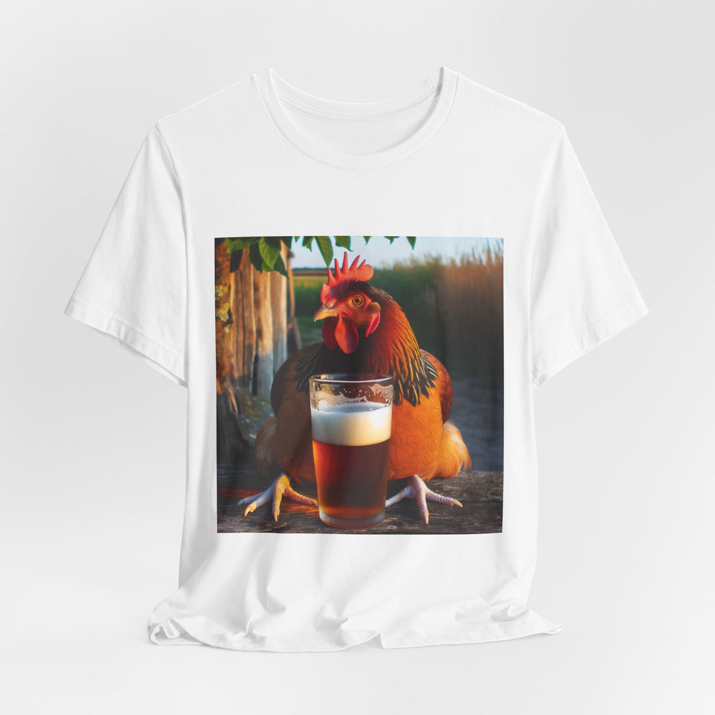 Funny Rooster with Beer Graphic Unisex T-Shirt