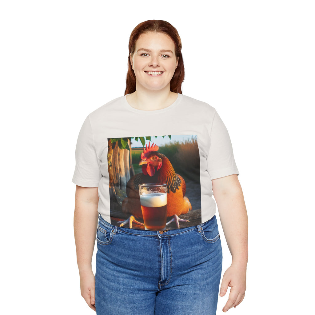 Funny Rooster with Beer Graphic Unisex T-Shirt