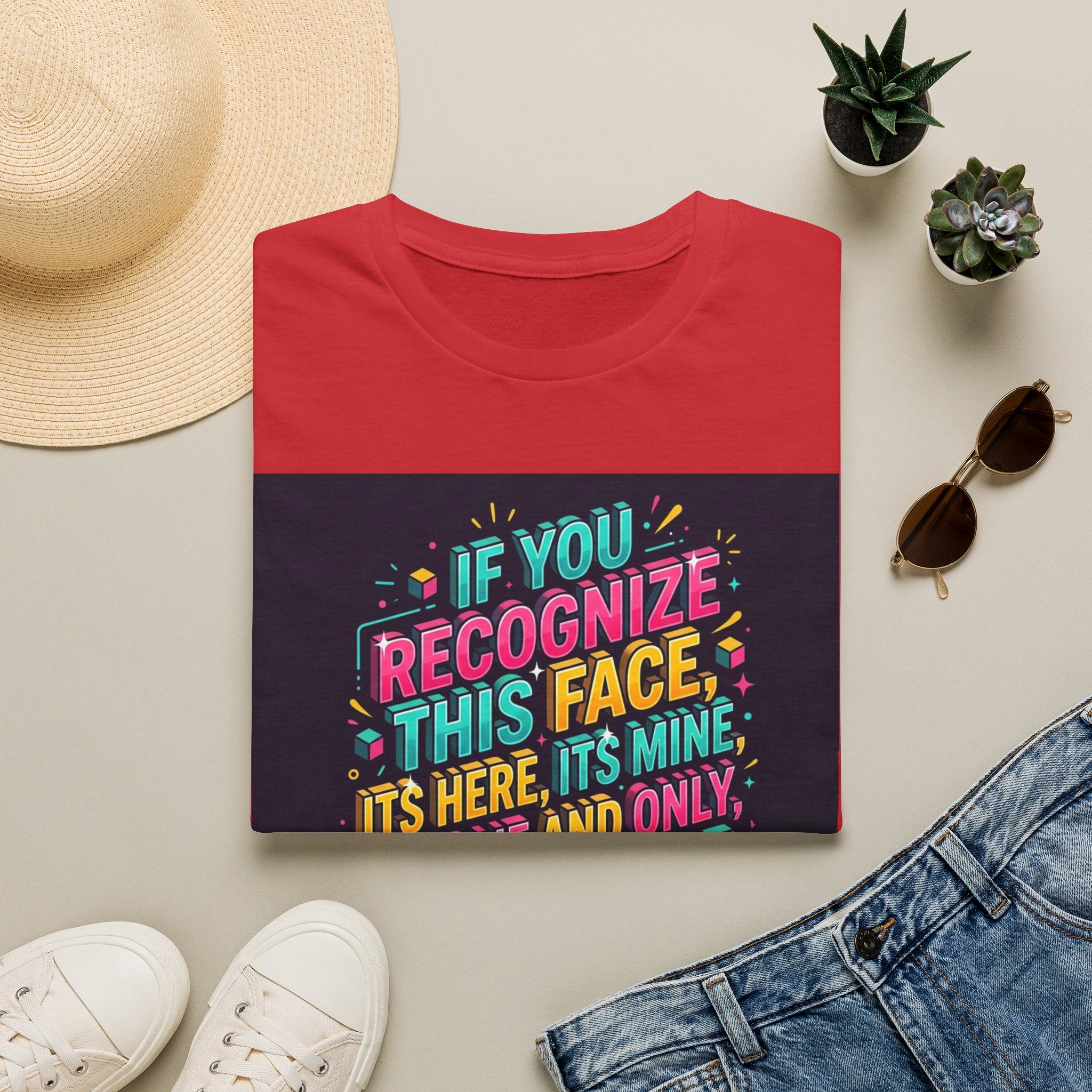 T-Shirt — “If You Recognize This Face It’s Mine” Funny Graphic Tee