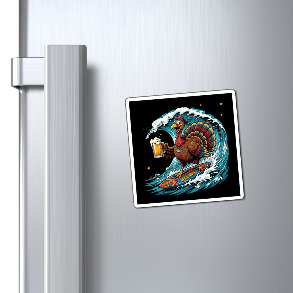 Surfing Turkey Magnet — Funny Thanksgiving Fridge Magnet with Beer